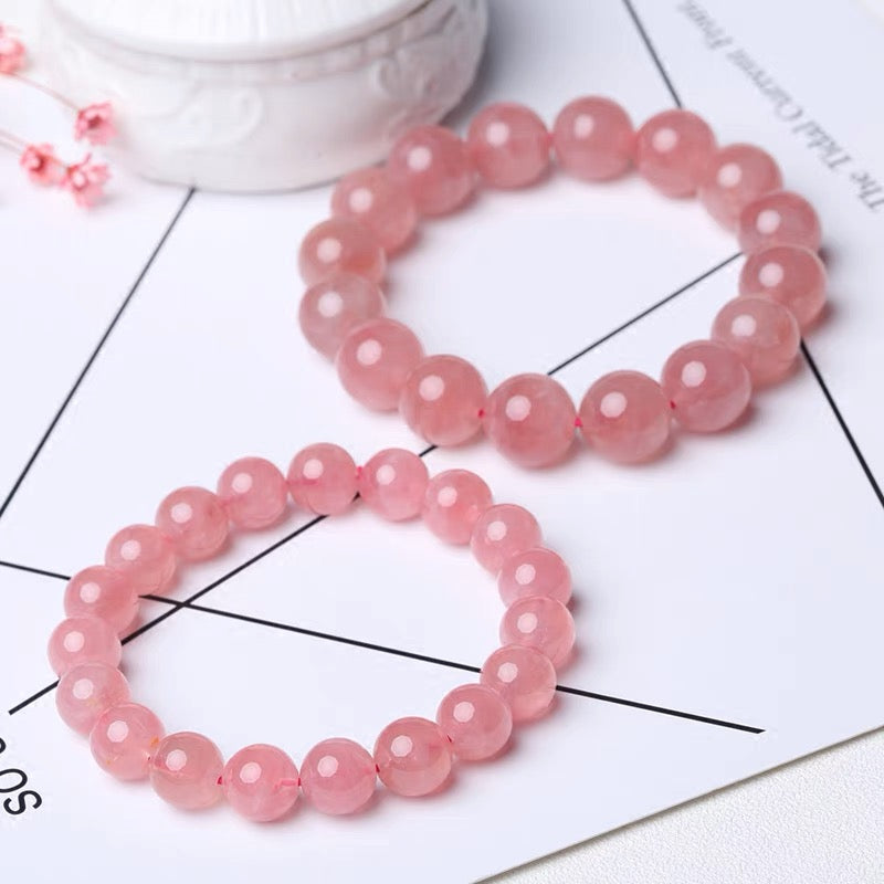 Natural Pink Rose Quartz Beads Bracelet